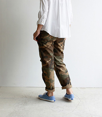 avontade_Fatigue Trousers / Back Satin　Woodland Camo